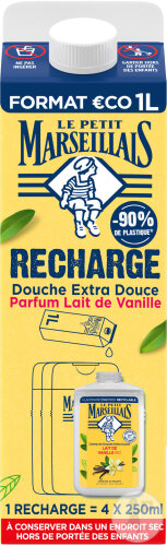 Le Petit Marseillais Eco-Recharge Douche Crème Extra-Doux Lait De Vanille 1l