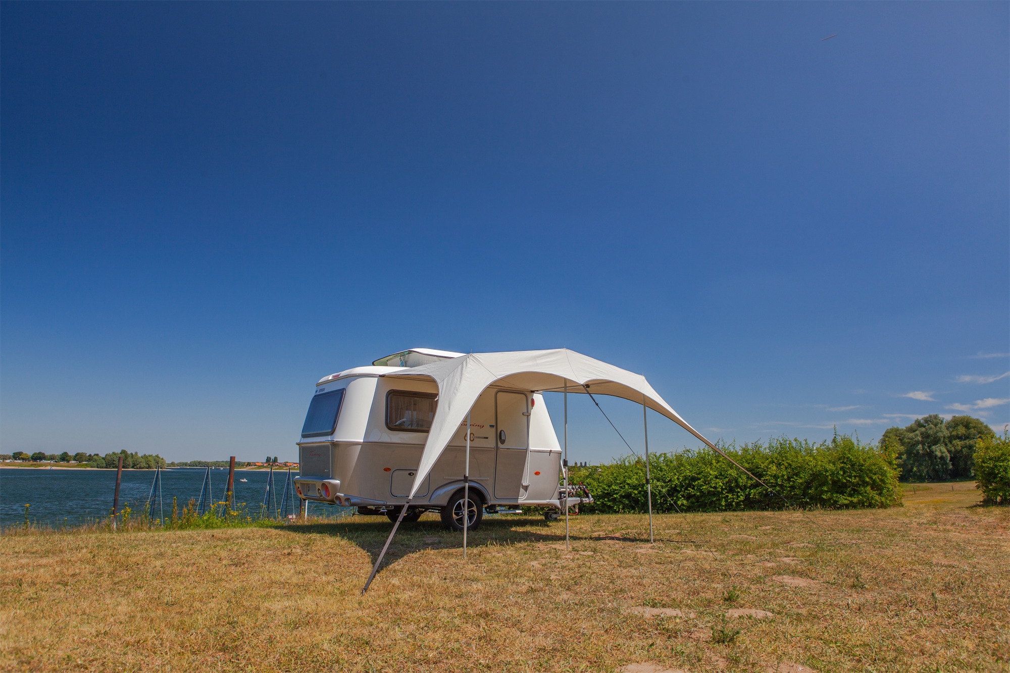 Campooz Travelling Sonnensegel inkl. Gestänge für Campervans Länge 240 Grau