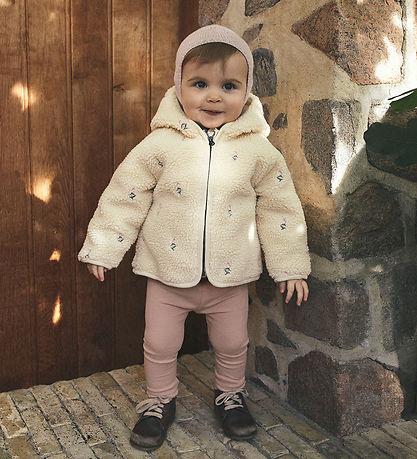 Lil' Atelier Fleecejacke - NbfNalo - Bleached Sand m. Blumen