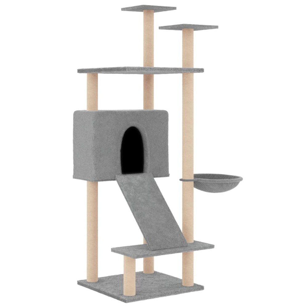 Arbre à chat avec griffoirs en sisal gris clair 153 cm