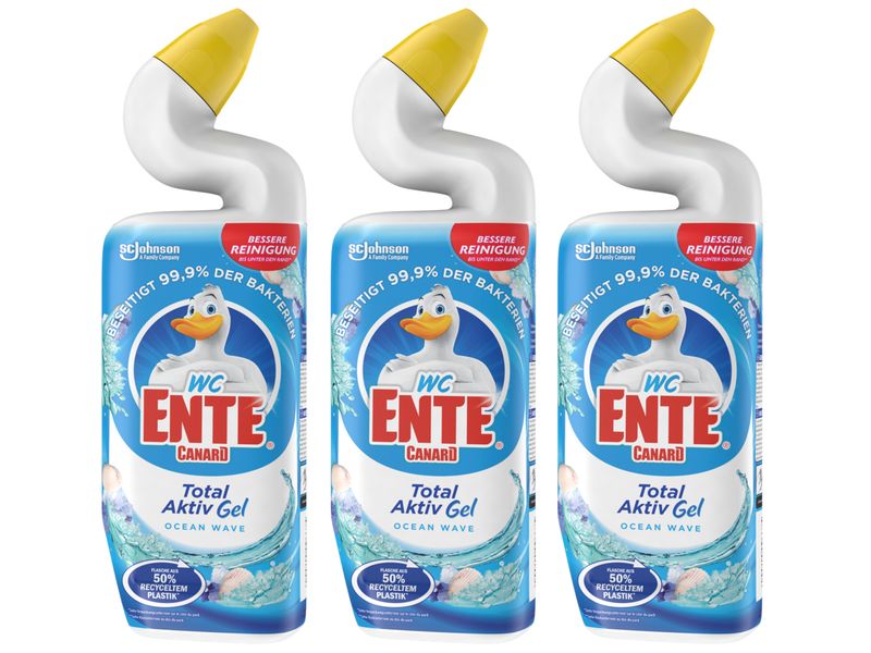 WC-Ente WC-Reiniger Total Aktiv Gel Ocean Wave 3 x 750 ml Flüssiger Toilettenreiniger