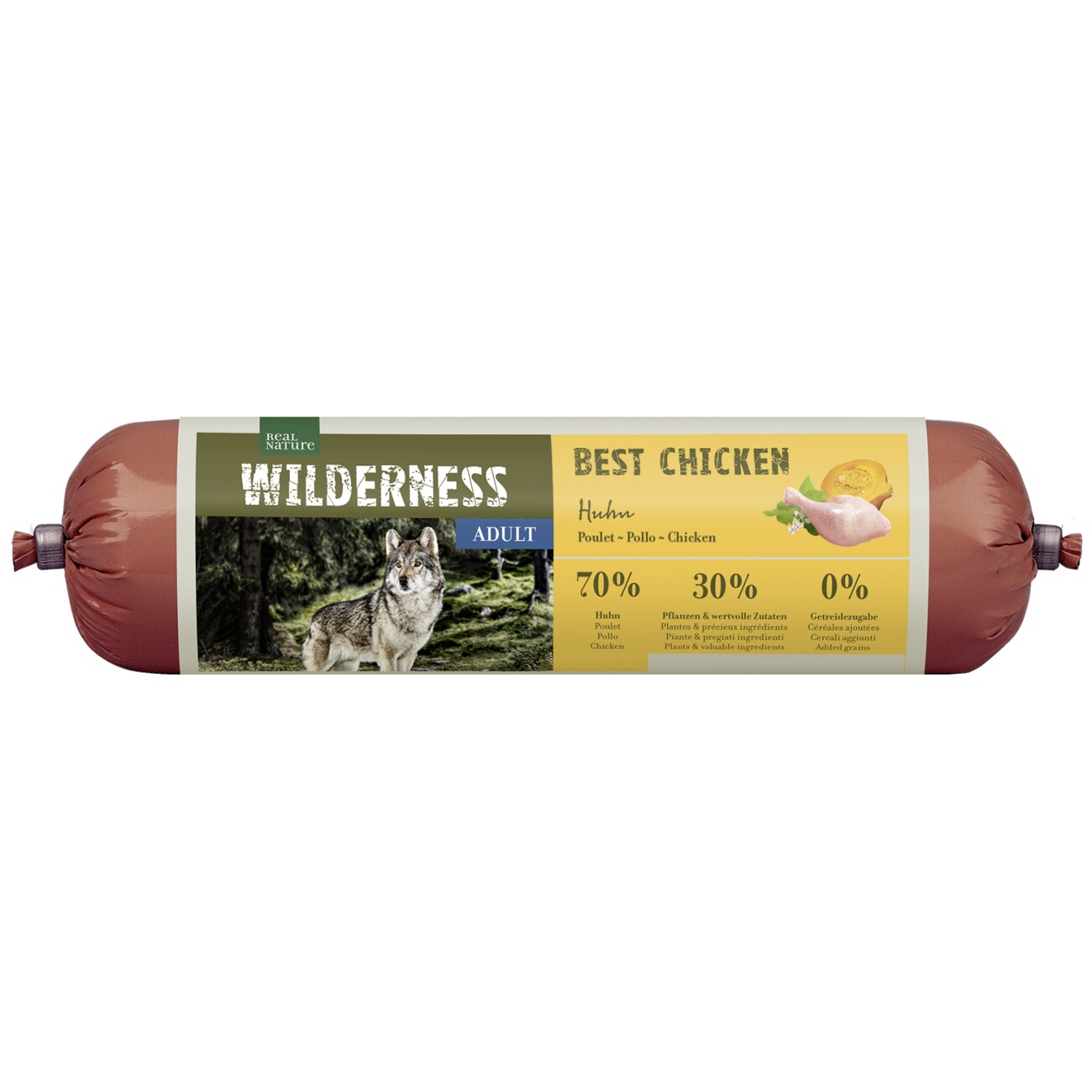 REAL NATURE WILDERNESS Wurst, Adult, Best Chicken, Huhn mit Buchweizen und Kürbis 800 g