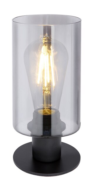 HADERA Tischlampe grau, schwarz 15465T, D/H: 10 x 21,5 cm, Glas, Metall