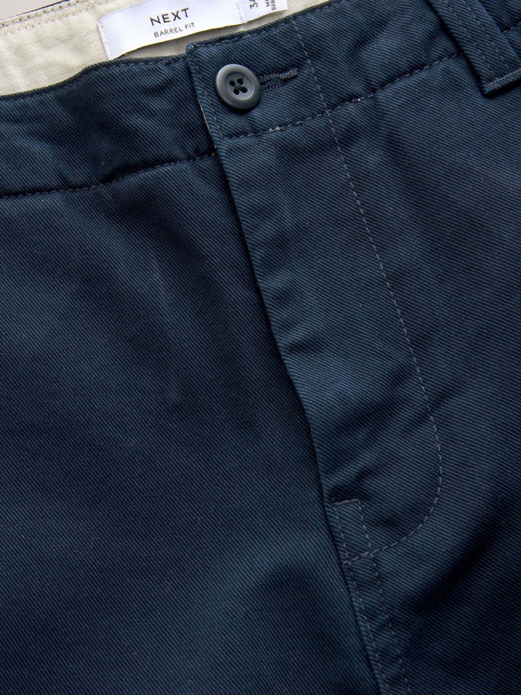 Marineblauw - Barrel Fit - Authentic Cotton Rich Stretch Trousers