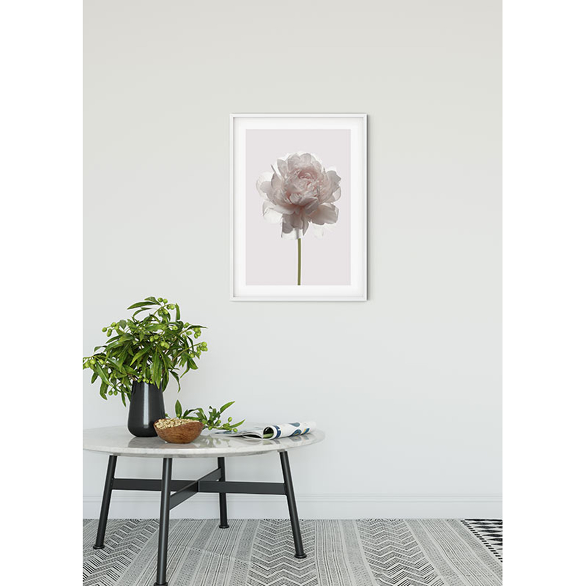 Wandbild ROSE - weiß-rosa-grün - 50x70 cm
