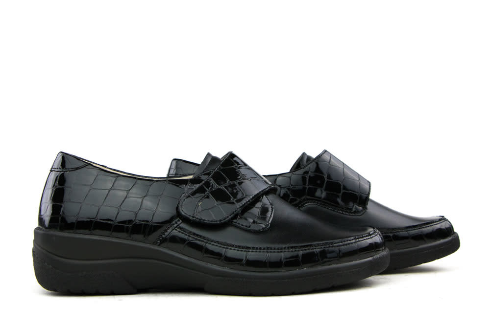 Solidus Klittenband  Zwart Croco Lak