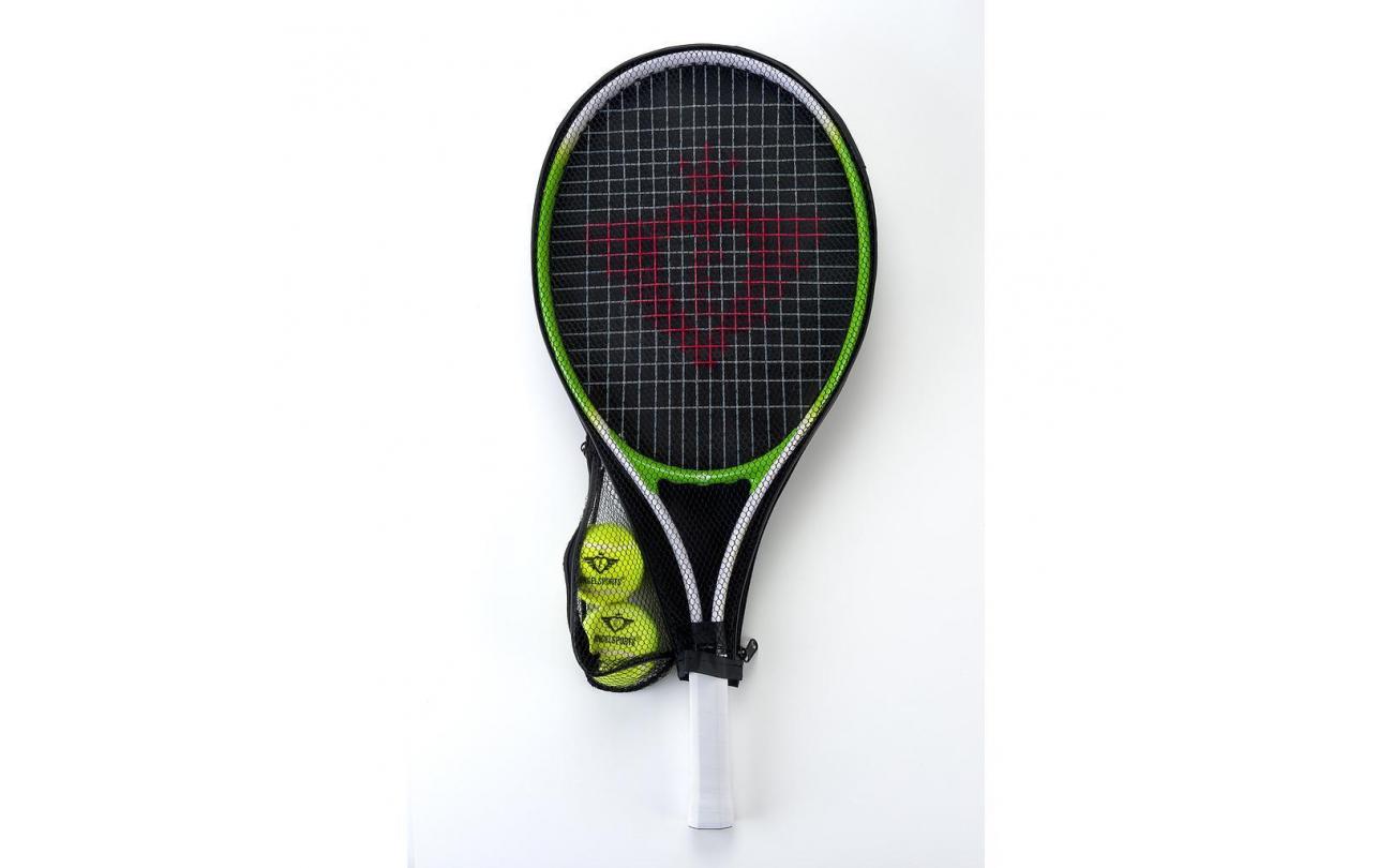 Tennisracket met 2 ballen in hoes Groen/wit