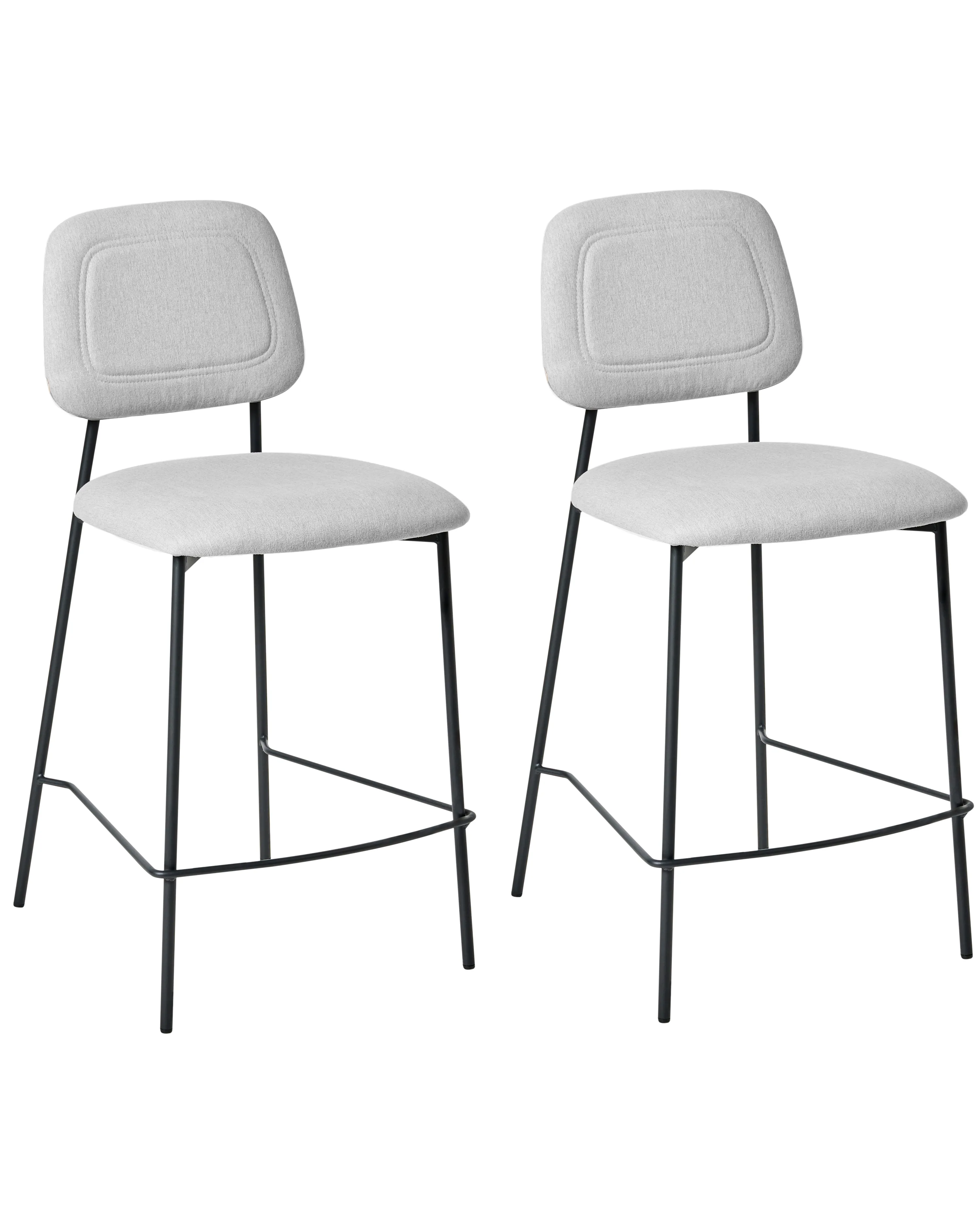 Set van 2 barstoelen DUETTE Kunstlinnen Lichtgrijs
