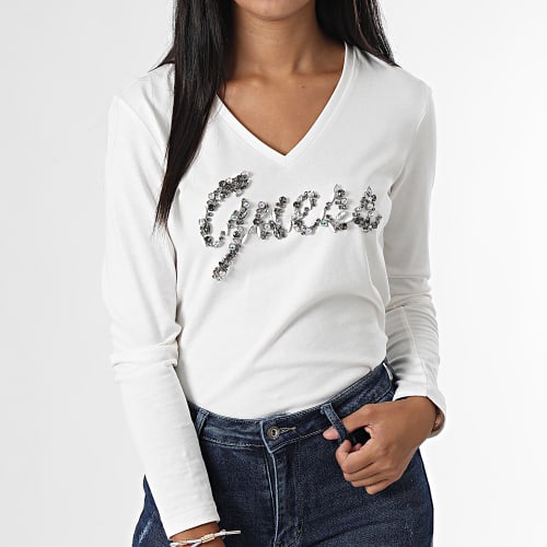 Tee Shirt Femme Manches Longues W2BI21-I3Z14 Beige