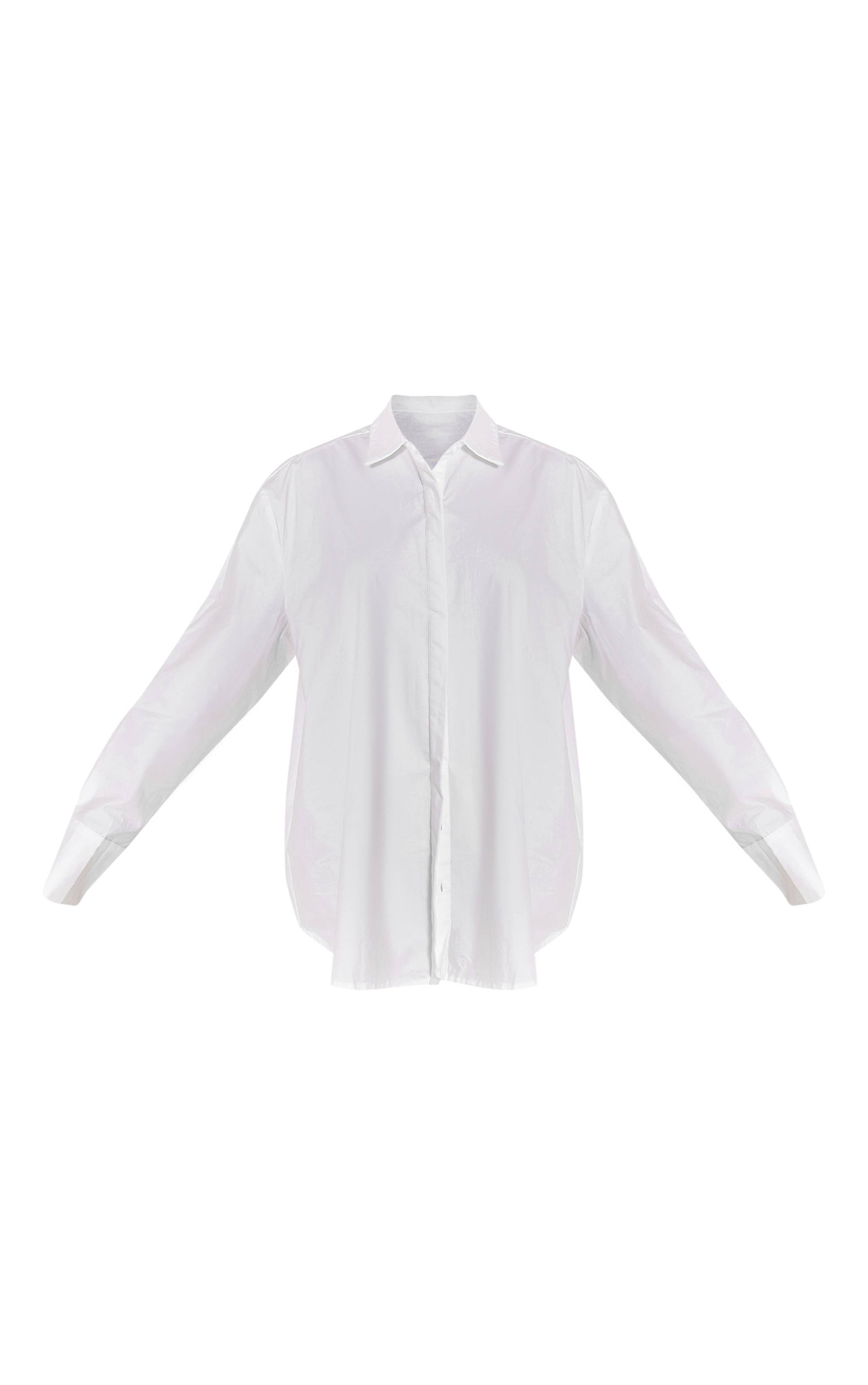 Blanc Chemise En Coton À Poignets Surdimensionnés