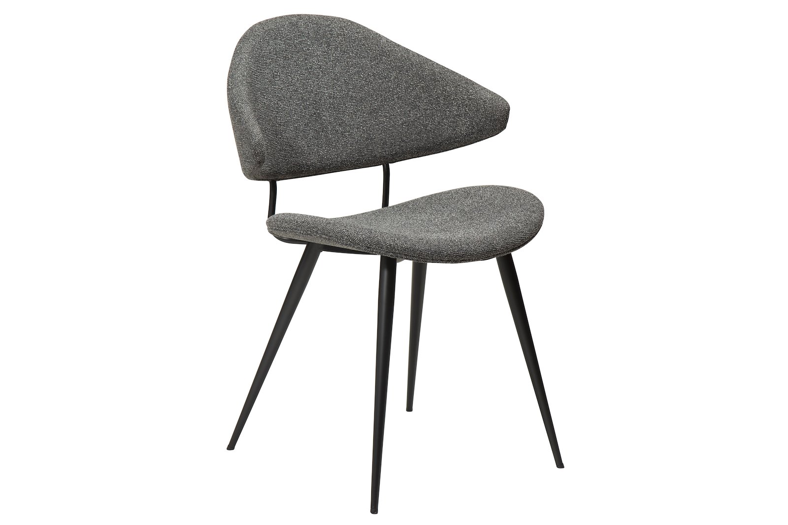Napoleon spisestol Tekstil Bouclé Pebble Grey og sorte ben.