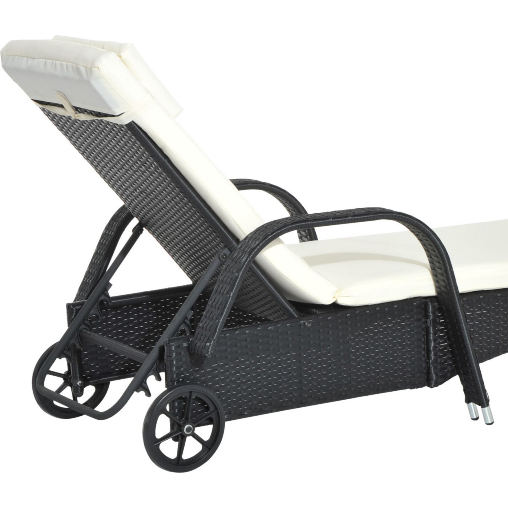 Outsunny Mobile Rattanliege für den Garten 200 x 73 x 56-103 cm (LxBxH)