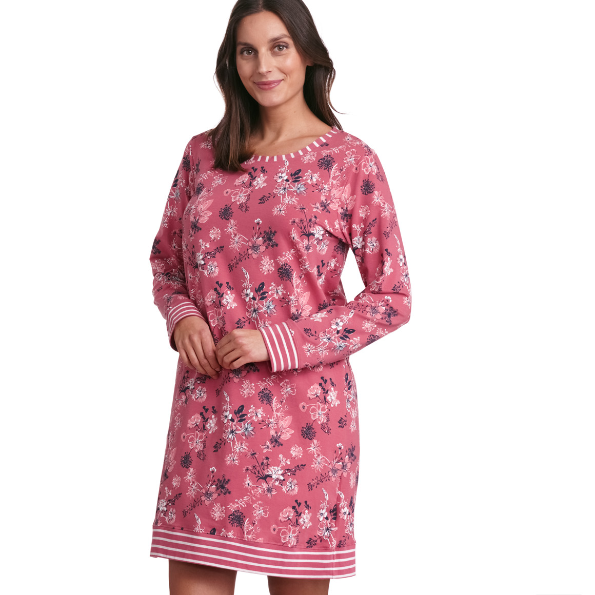 Gina Benotti Damen Nachthemd mit Blumen-Print himbeer