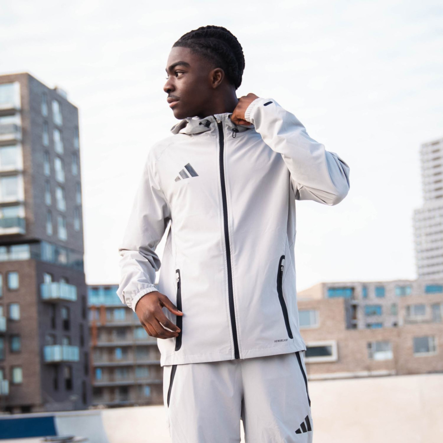 Adidas Tiro 25 Vis Tech Competition Hooded Trainingsjack Grijs Zwart