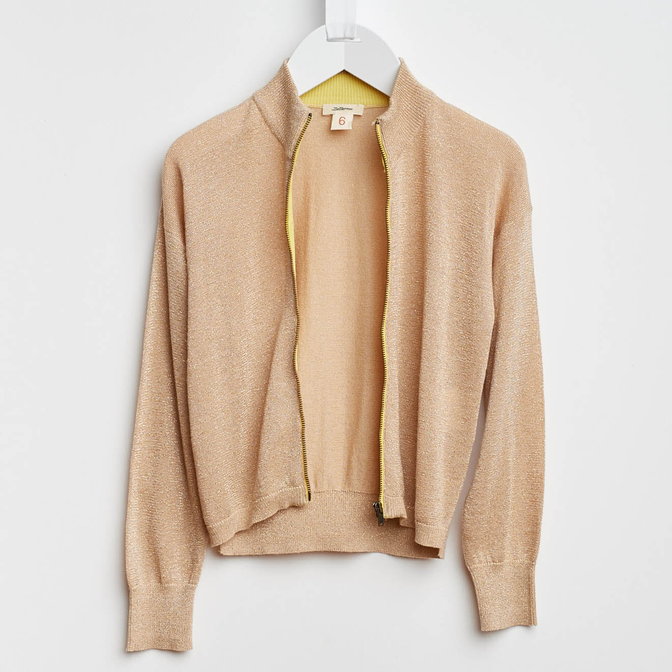 Bellerose Gilet Donia zippé en Maille mélangé irisée sable