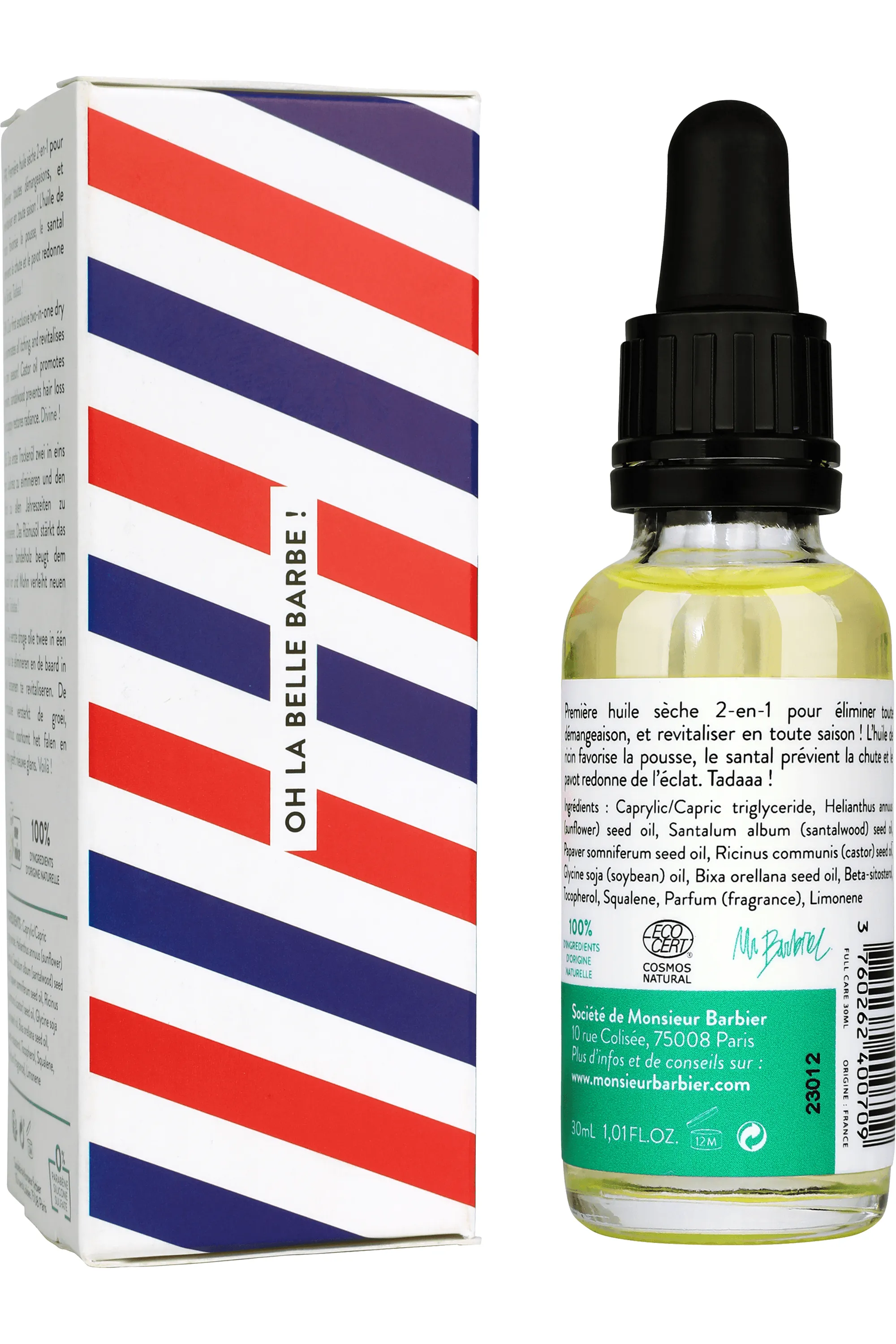 Monsieur Barbier Huile sèche pour barbe et cheveux Full Care-30 ml