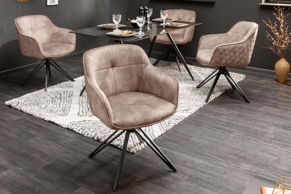 riess-ambiente Stuhl EUPHORIA - drehbar senfgelb Samt Armlehne Metallgestell schwarz Esszimmer