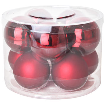 Christmas Goods kerstballen mix glas 10 stuks wijnrood Ø 16 cm