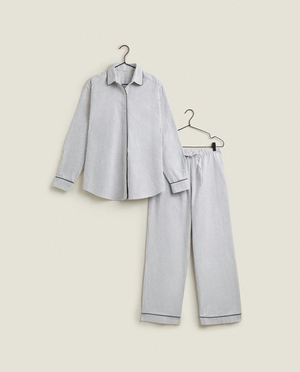 BLUSA DE PIJAMA DE FLANELA LISTRADA