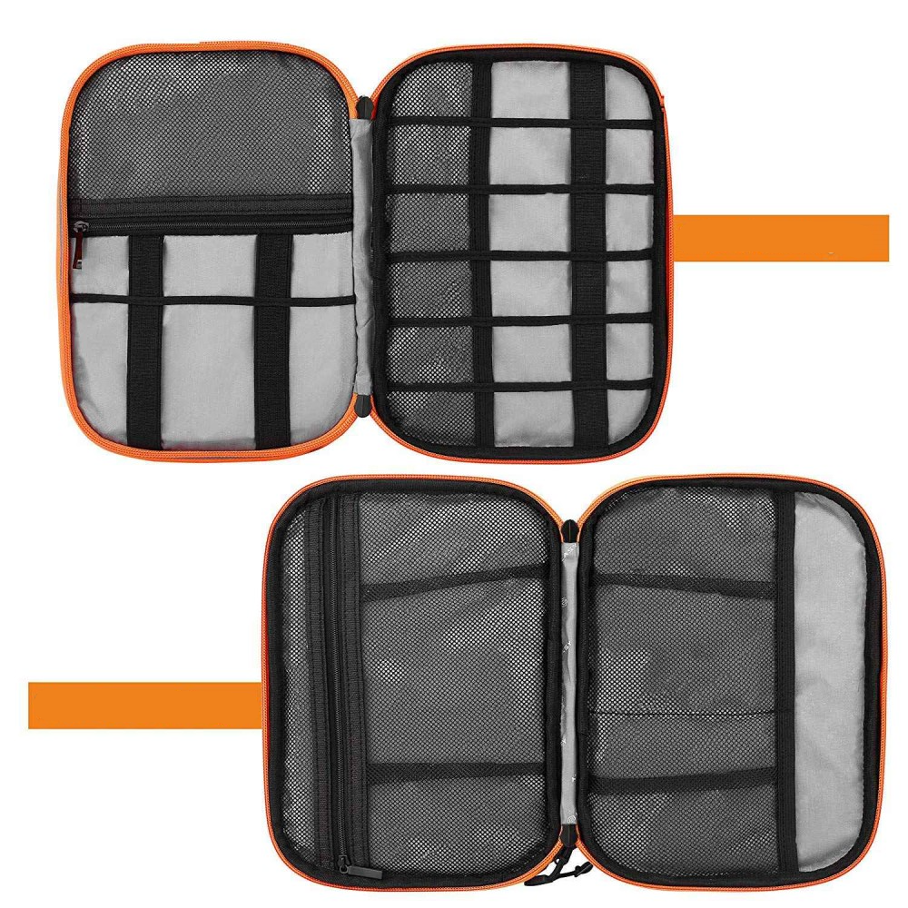 (25x18x5cm) Universal Nylon Reise Organizer Tasche mit Reissverschluss für Smartphones / Tablets - Schwarz / Grau
