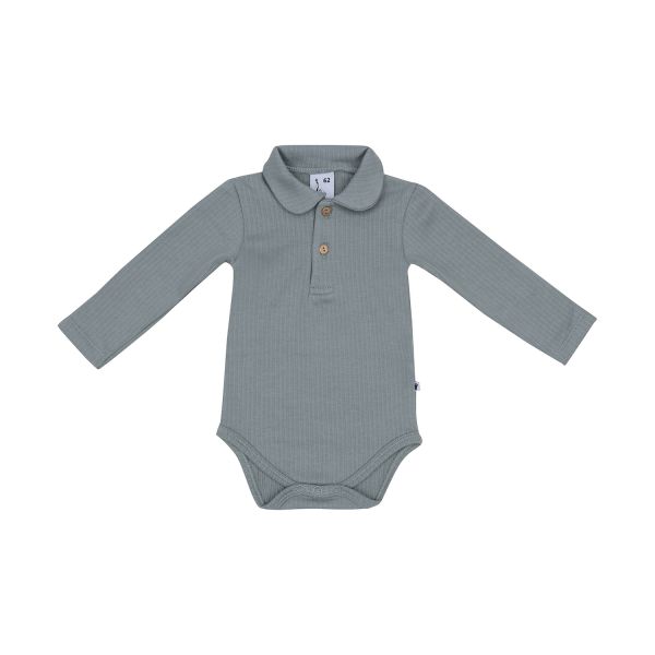 Klein Baby Polo Romper Rib - Maat 50 - Stone Green