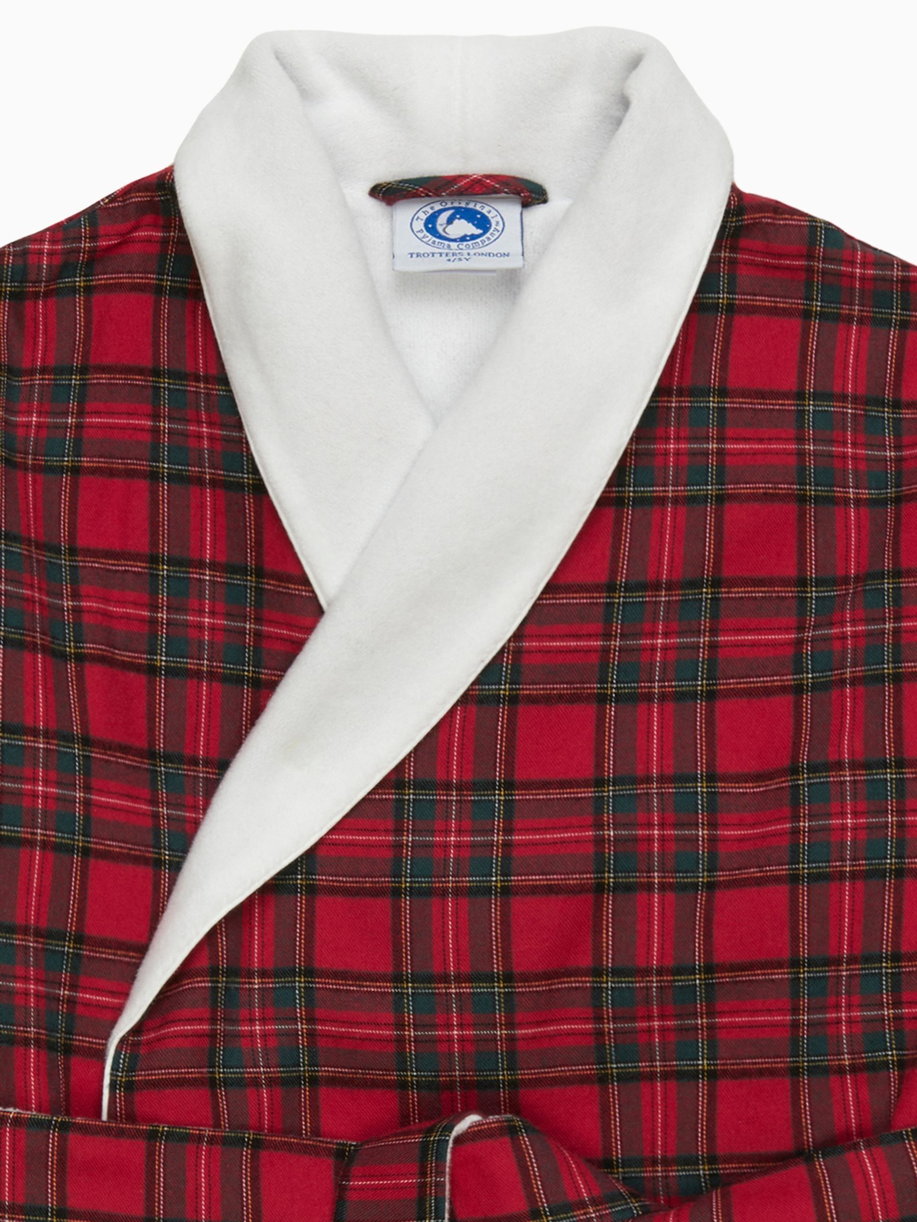 Trotters London Red 100% Cotton Cosy Tartan Robe