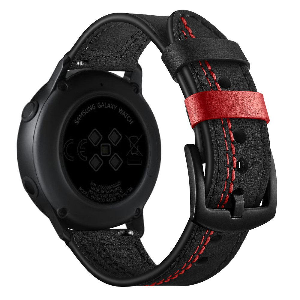Samsung Galaxy Watch 3 (45mm) Ersatz Echtleder Stripes Armband (Gelenkumfang: 175-220mm) - Schwarz / Rot