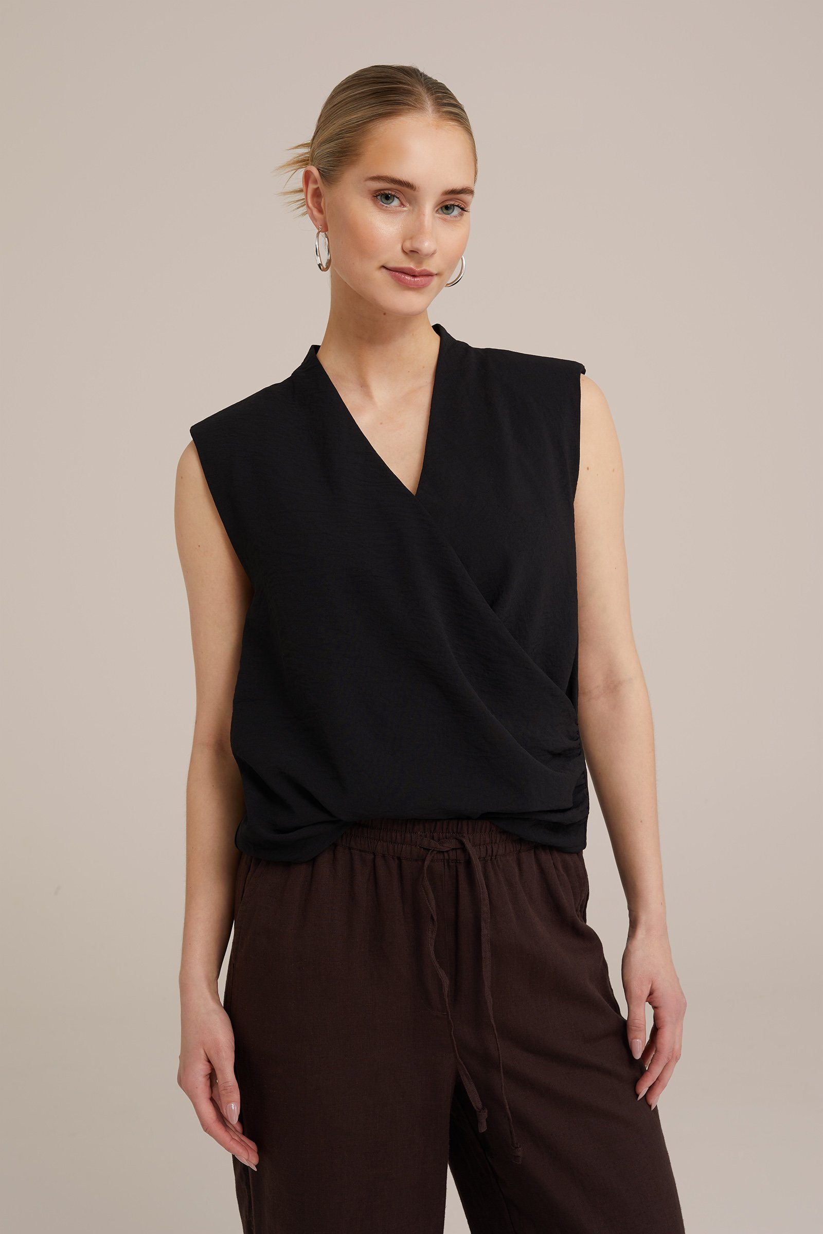overslagtop WE Fashion Zwart