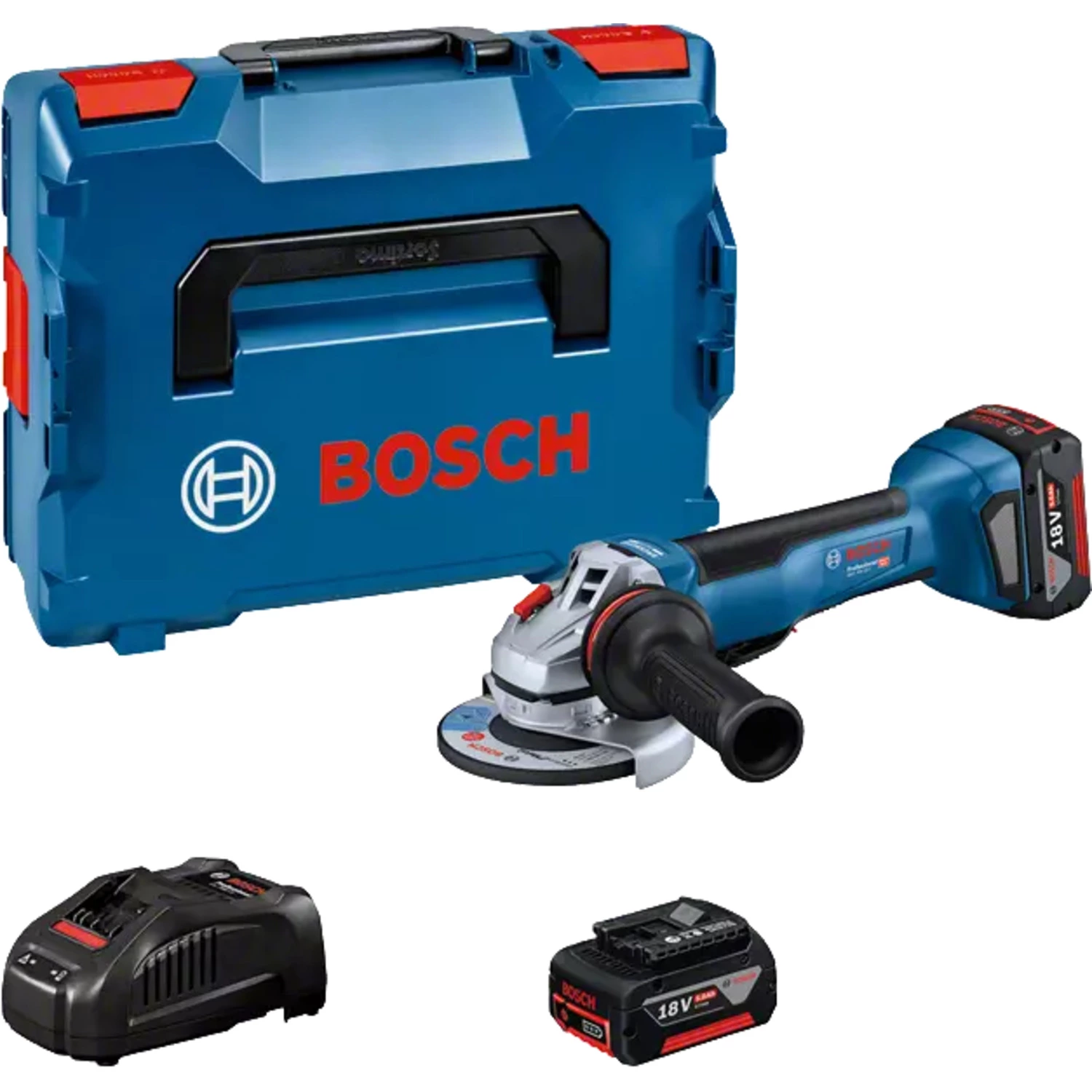 Bosch GWS 18V-10 accu haakse slijper in L-boxx (2x5,0Ah)