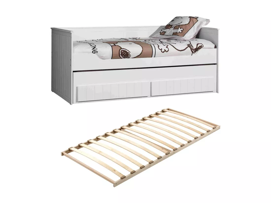 CLEO - Pack Lit Gigogne 90x200cm à Tiroirs avec Sommier