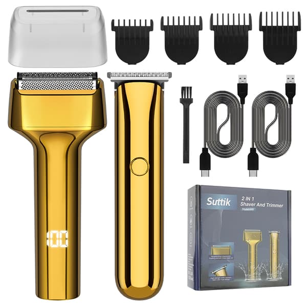 INF 2-i-1 elektrisk barbermaskin og hårtrimmer med bajonett Gull