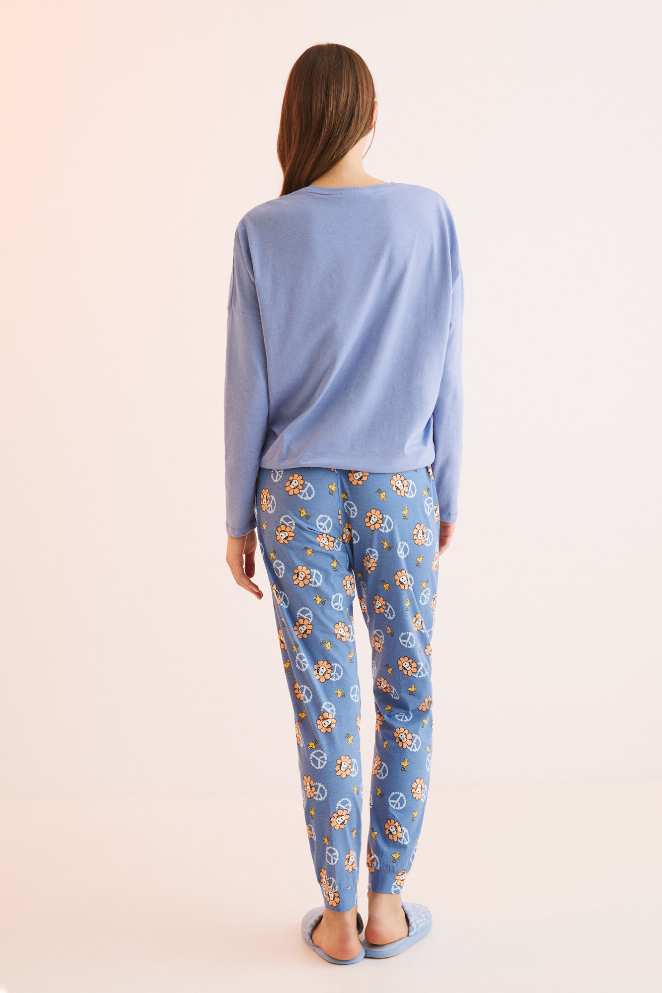 Pijama comprido Snoopy azul, 100% algodão - Azul