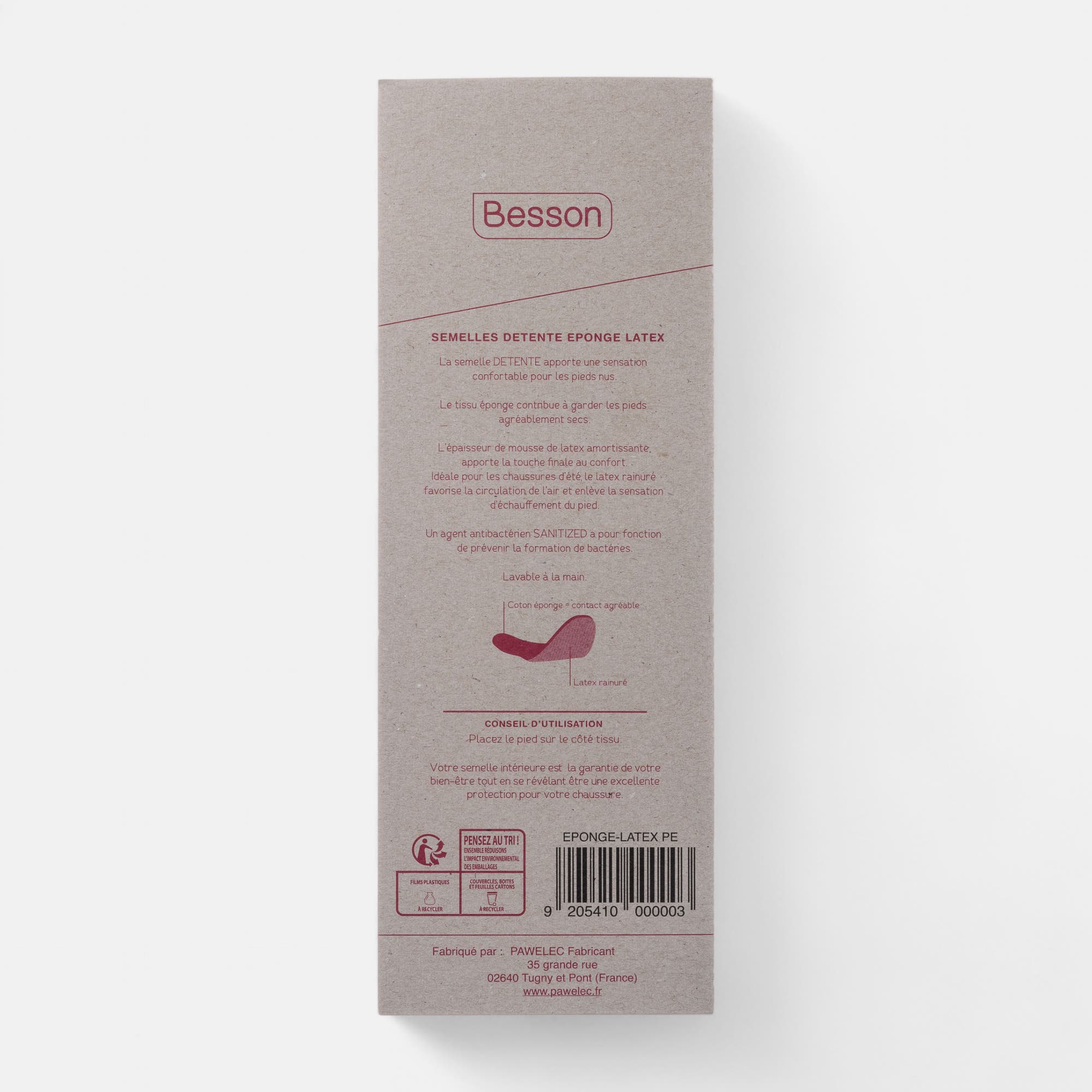 Semelles éponge latex 37 38 blanc