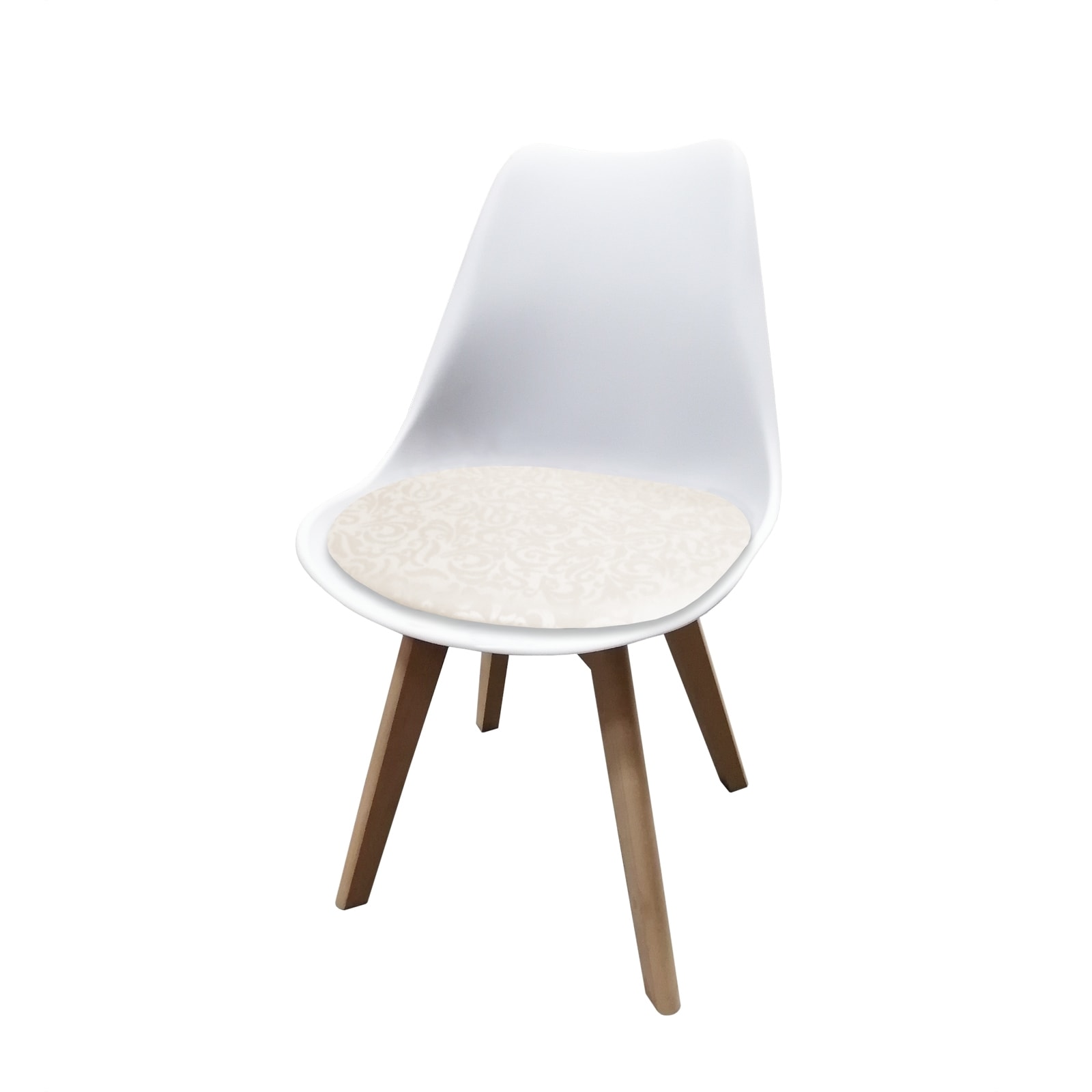 HTI-Living Esszimmerstuhl Weiß mit Kunstledersitz Atlanta Creme mit Ornament