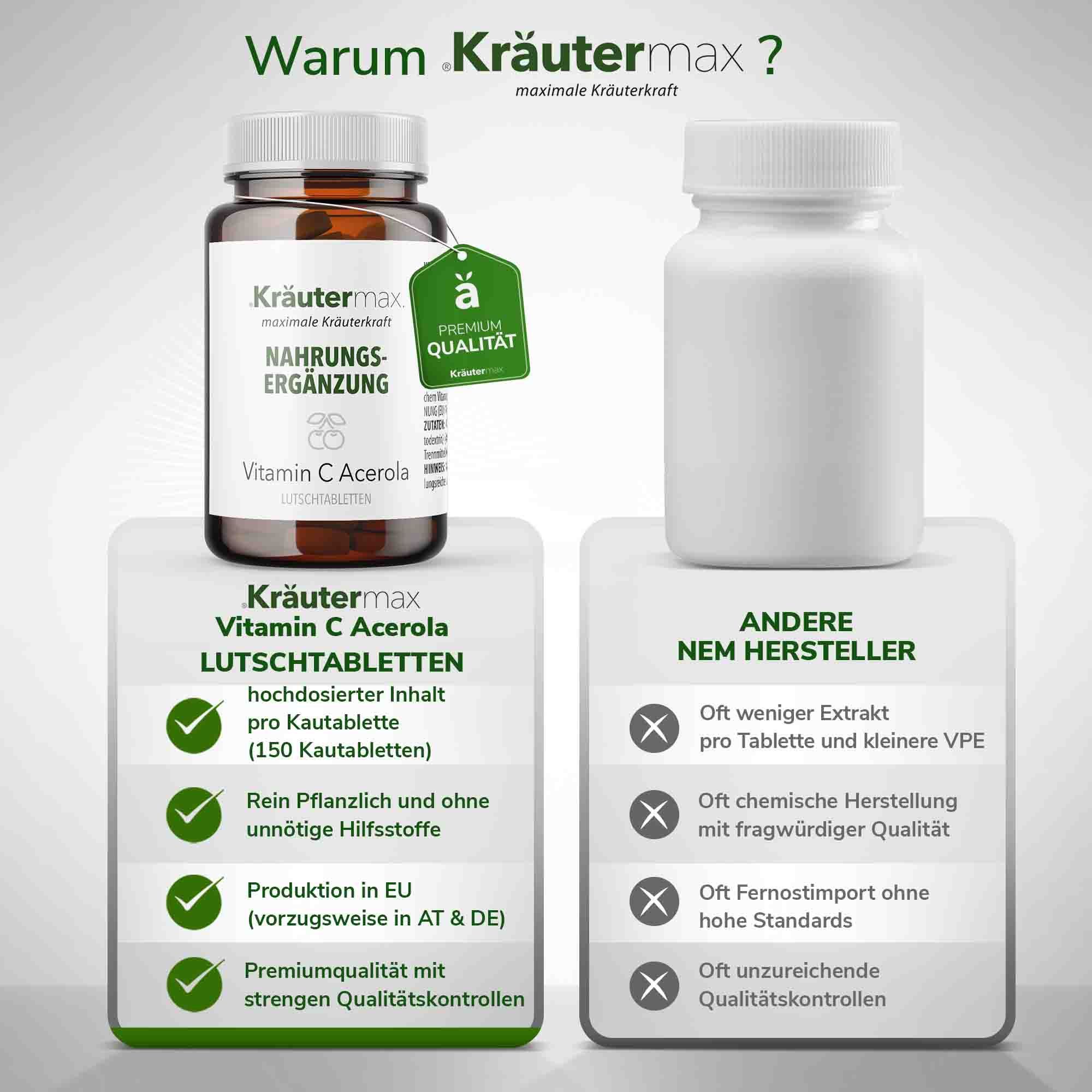 Kräutermax Vitamin C Acerola 593 mg Lutschtabletten - Kautabletten