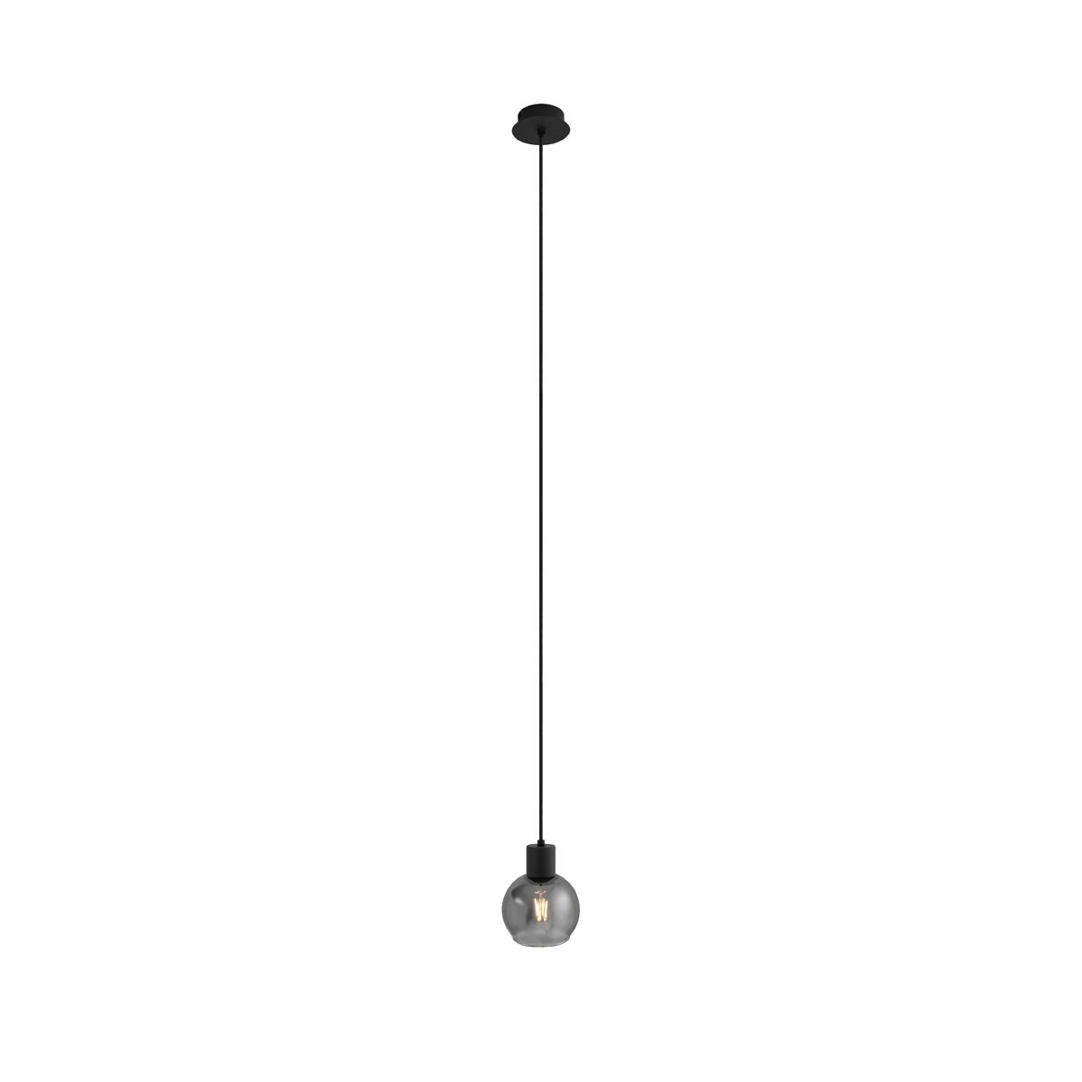 Art Deco hanglamp zwart met smoke glas - Vidro