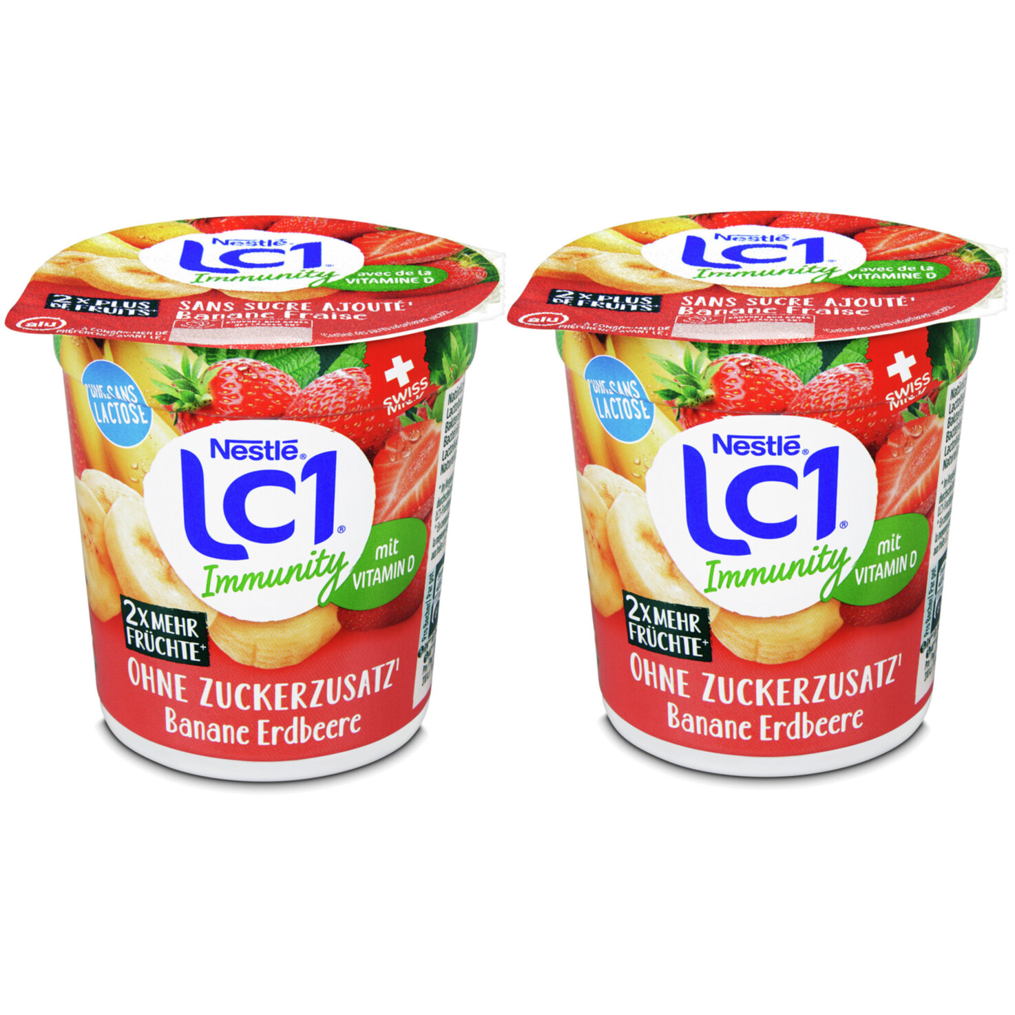 LC1 Joghurt ohne Zuckerzusatz Banane & Erdbeere laktosefrei 2x150g