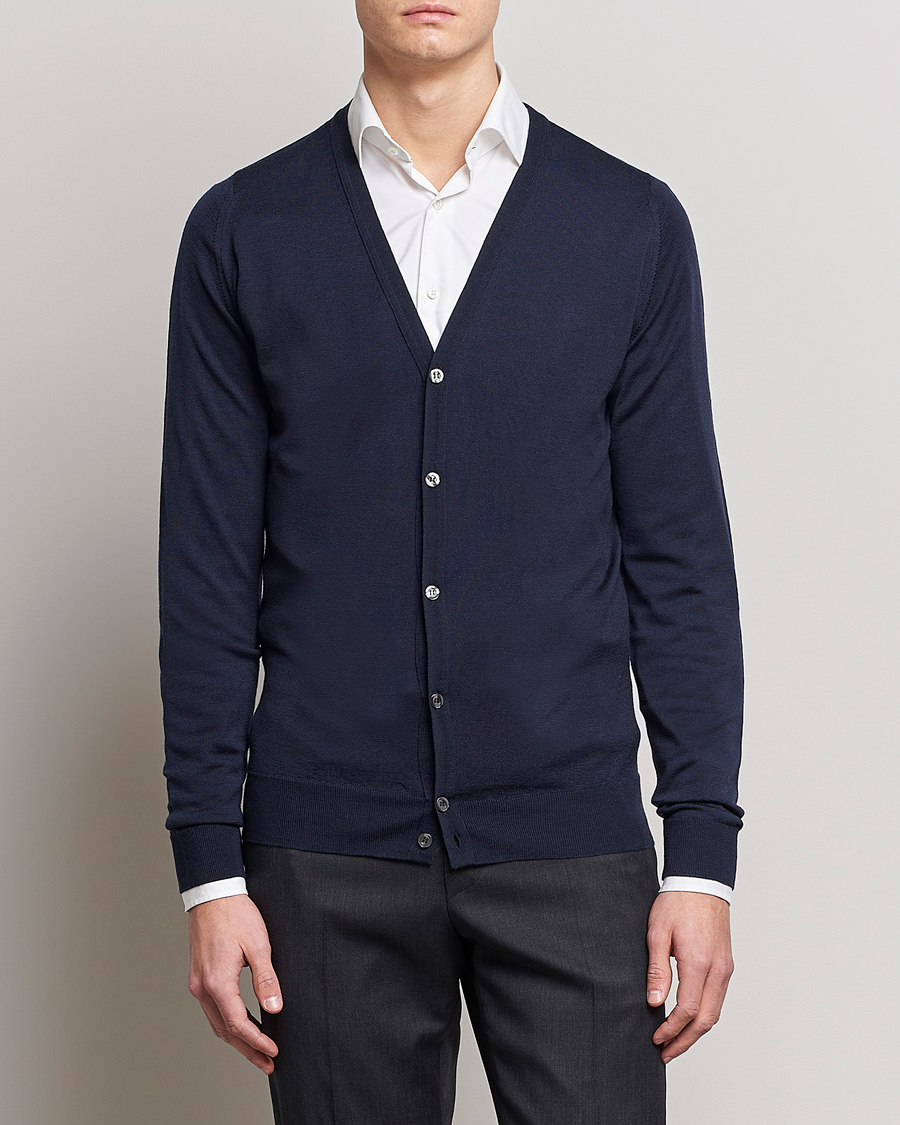 John Smedley Petworth Extra Fine Merino Cardigan Midnight