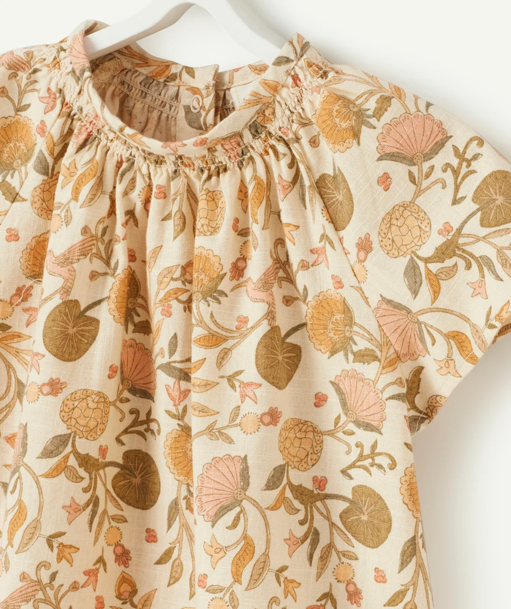 BLOUSE BÉBÉ FILLE EN COTON AVEC COL BARDOT ET IMPRIMÉ