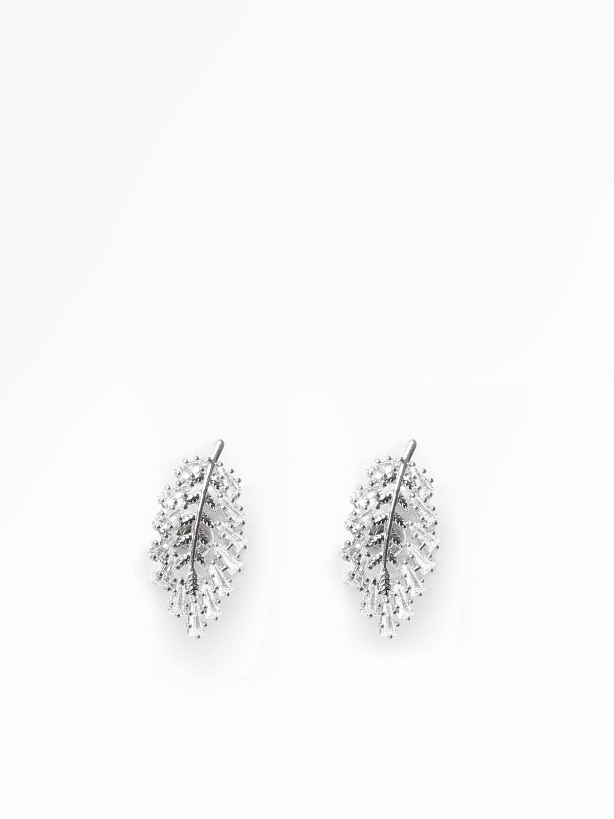 Boucles d'oreilles feuilles en strass- Argenté