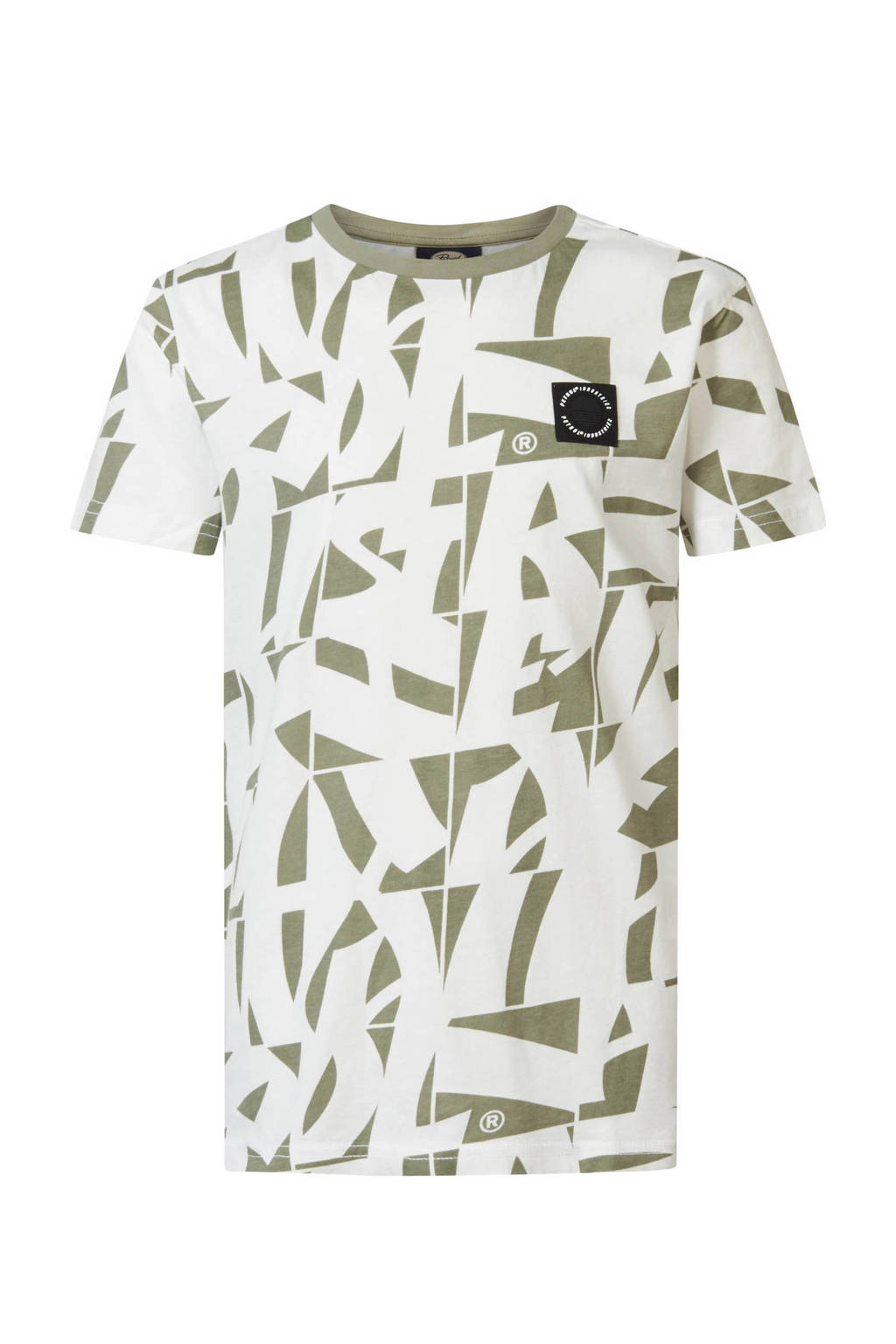 Petrol Industries T-shirt met all over print kaki/wit