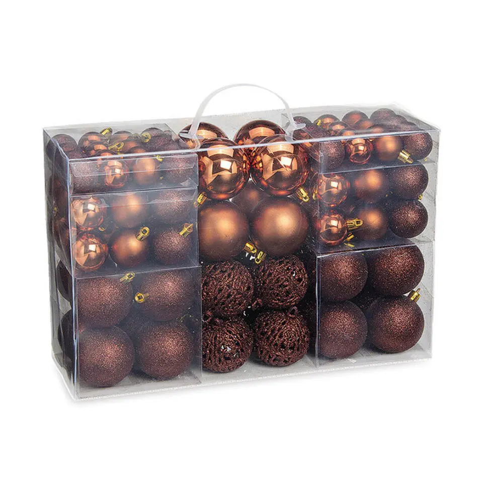 Wurm Kerstballen - 100st - kunststof - bruin - 3-4-6 cm