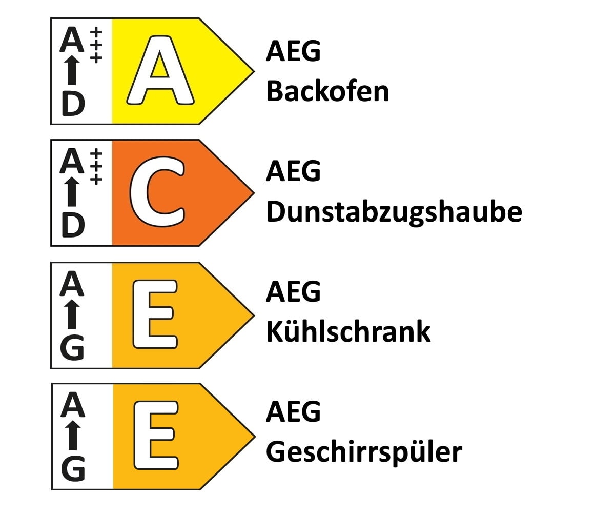 Einbauküche Ravenna,weiß/beige, inkl. AEG Elektrogeräte