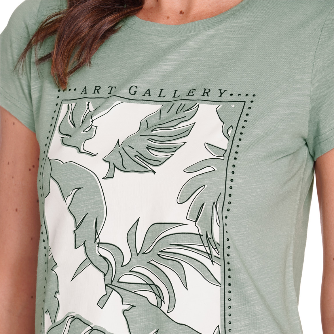 Gina Collection Damen T-Shirt mit Frontprint salbei