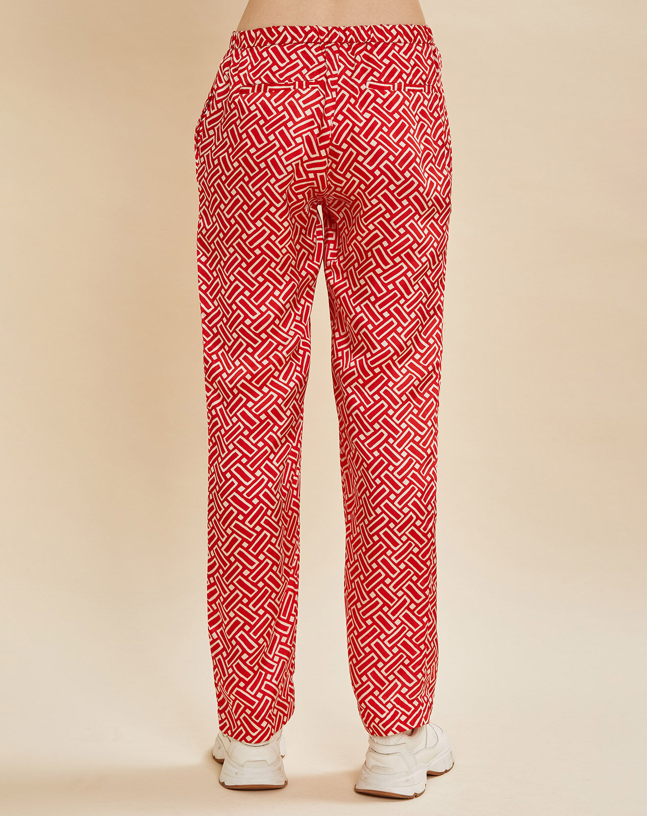 Chloé Stora Pantalon satiné Pataya imprimé rouge