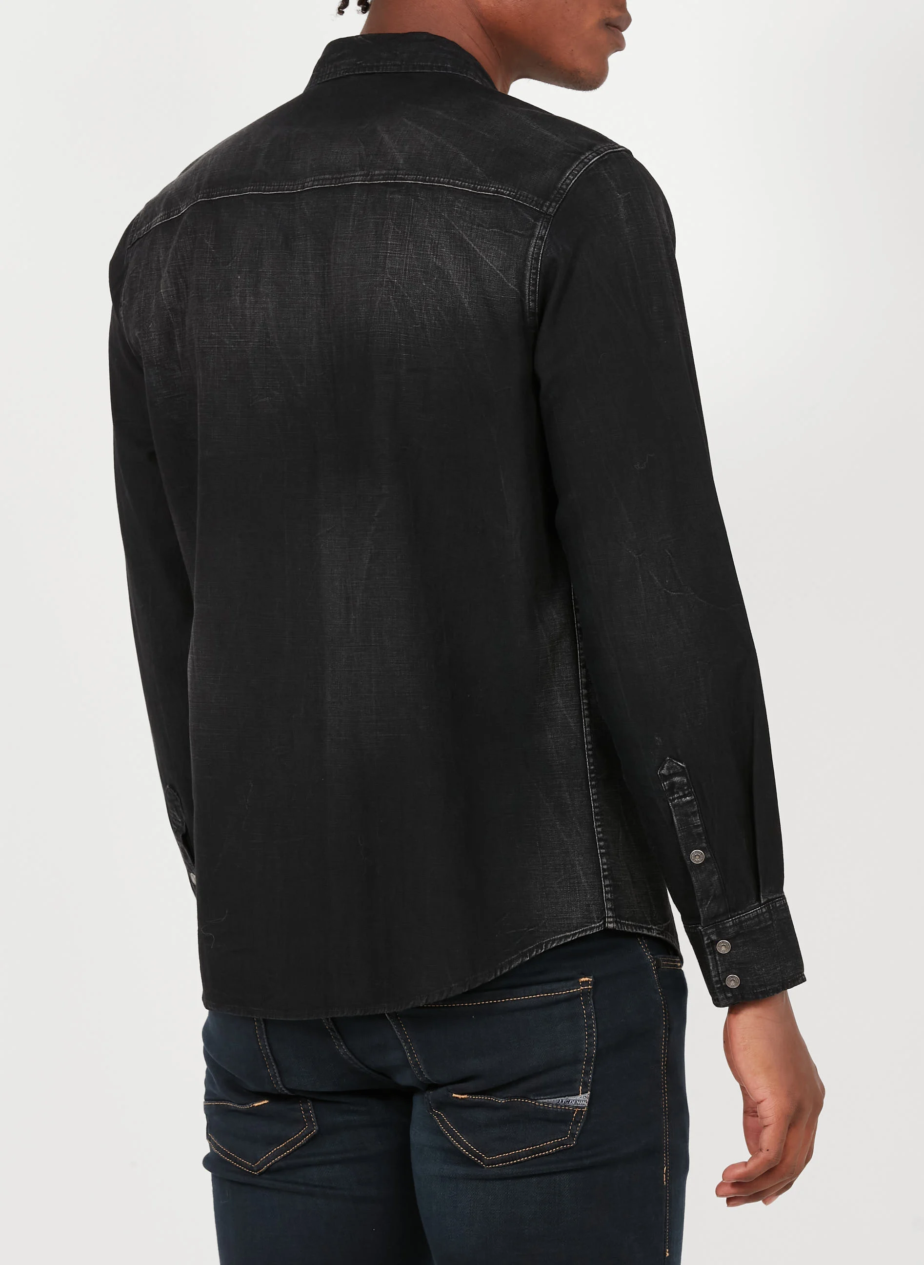 JUANITO - Chemise col classique regular-fit en jean | Noir