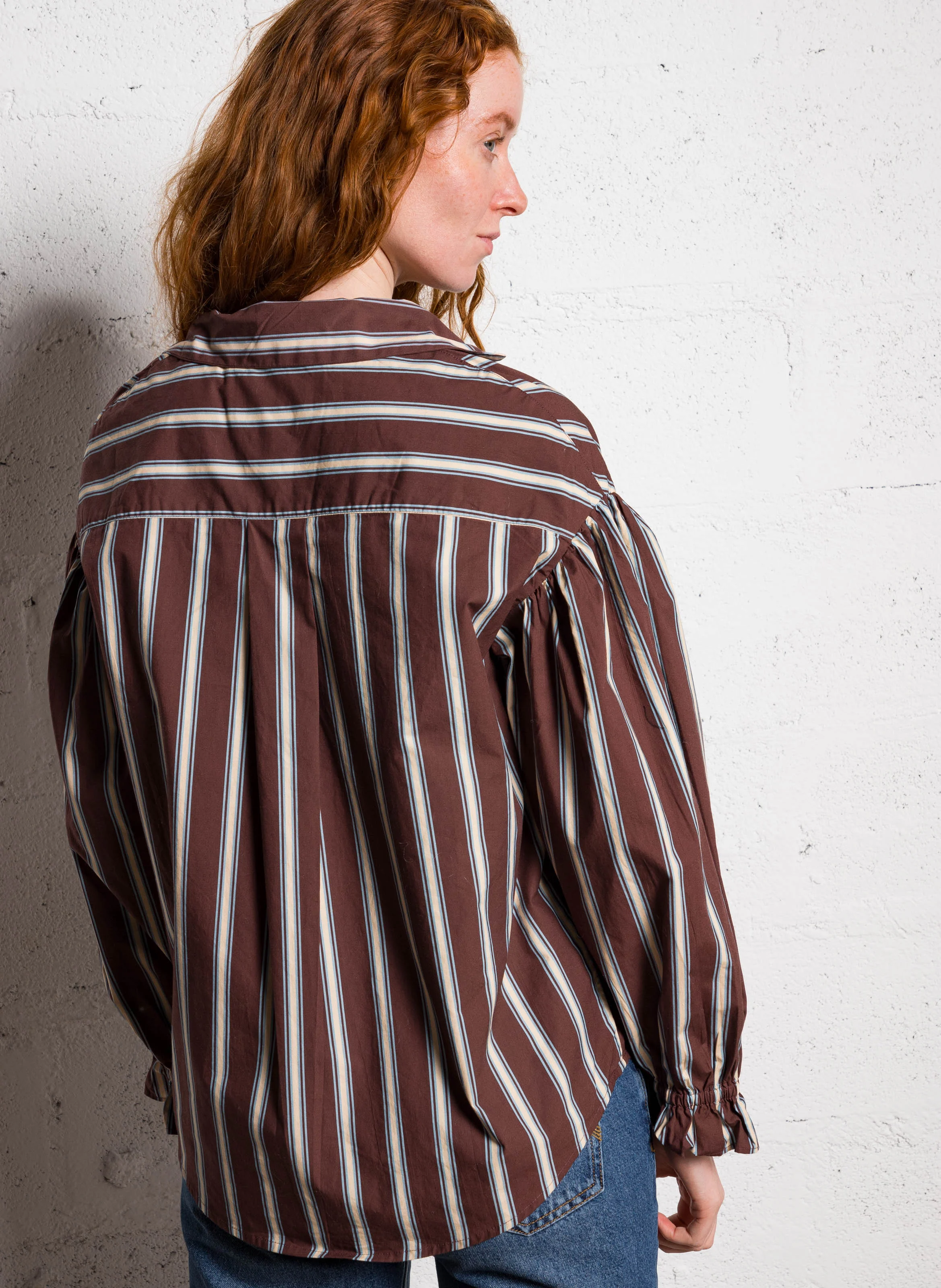 Chemise rayée en coton | Marron