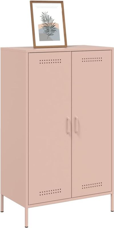 vidaXL - Hoge Kast - Roze - Staal - 6 Vakken