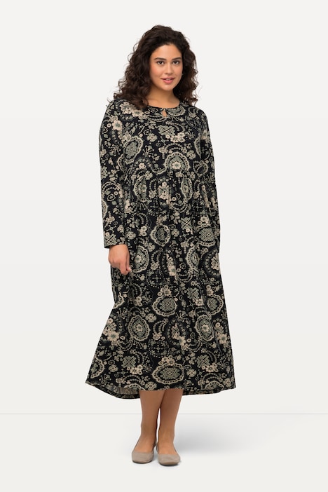 Jerseykleid, A-Linie, Rundhals, Keyhole, Langarm