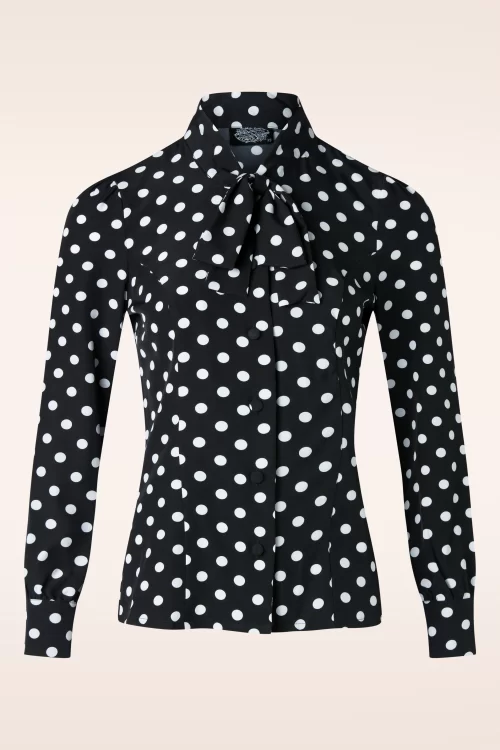 Hearts & Roses Agatha polka dot blouse in zwart en wit